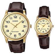 นาฬิกา รุ่น CASIO นาฬิกาข้อมือคู่ผู้ชาย&ผู้หญิง  นาฬิกาคู่ สายหนัง รุ่น LTP-V001GL-9B  +MTP-V001GL-9
