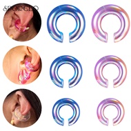 SPORCLO C Shape Earring 1 Pc Glass Ear Piercing 8/10/12mm Ear Expander Multicolor Ear Gauge Lobe Ear