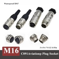 Waterproof M16 C091 Circular Aviation Plug Socket 3 4 5 6 7 8 12 14 Pin Male Female Connector IP67 M