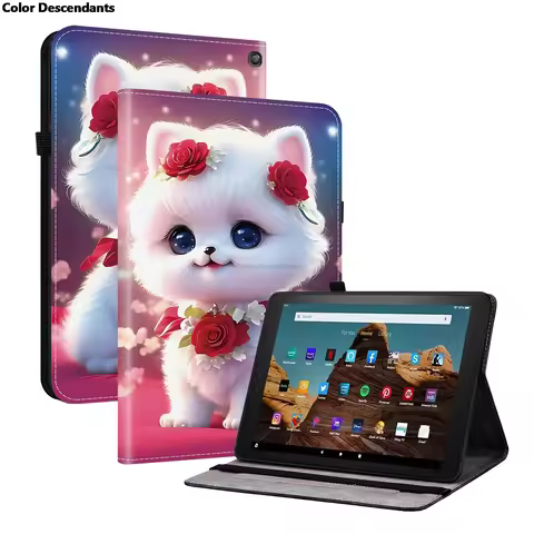 Painted Flip Leather Tablet Case For Amazon Fire HD10 2023 Shockproof Protect Cover For Amazon HD 10