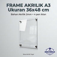 A3 Acrylic FRAME 36X48 CM Wall POSTER DISPLAY FRAME Contains 2 Sheets PLUS 4 Advertising Pens