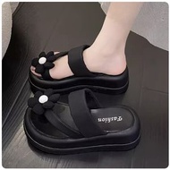 ONE - 厚底蝴蝶結人字拖鞋女（黑色【35_40碼】(下單後聯繫客服確認發貨尺碼）#F281017537