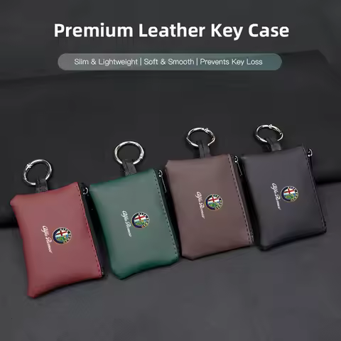 Leather Car Key Bag Coins Wallet Mini Card Pouch Auto Interior For Alfa Romeo 4C 159 166 Spider Giul