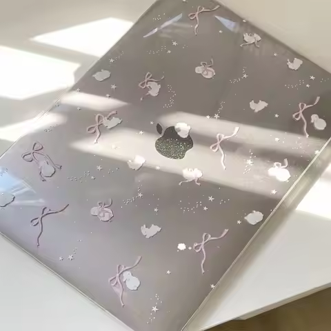 Shining Cute Rabbit Bow New Laptop Case For Macbook 13Neo A3404 Air 13.6 M4 M3 M2 A2681 A3113 A3240 
