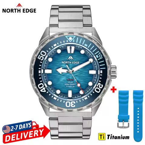 NORTH EDGE 2025 NEW+ TRITON-TI Titanium Solar-Powered Men's Diving Swimming Watch Waterproof 300M Lu