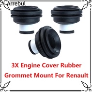 ARREBUL 3pcs Car Engine Cover, Replaceable Black Rubber Grommet, 1.5 & 1.9 DCi 7701056972 Mount Clip