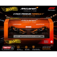 Hot Wheels Premium 2 Pack Formula 1 F1 2025 McLaren Lando Norris Vs Piastri Racing Car Toy