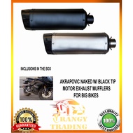 Akrapovic Naked w/ Black Tip Dual Hole Exhaust Muffler for NINJA400 CBR650 R1 RC390 Z900 - Universal