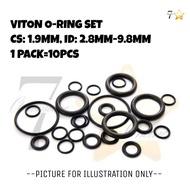 10PCS / FLUOROCARBON / FKM O-RING SETS CS-1.9MM ID-2.8MM~9.8MM VITON O/R (P003-P010)