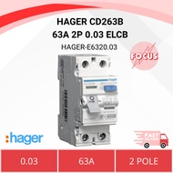 HAGER CD263B 63A 2P 0.03 ELCB