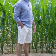 White linen shorts for men with pockets \ Mens summer linen shorts