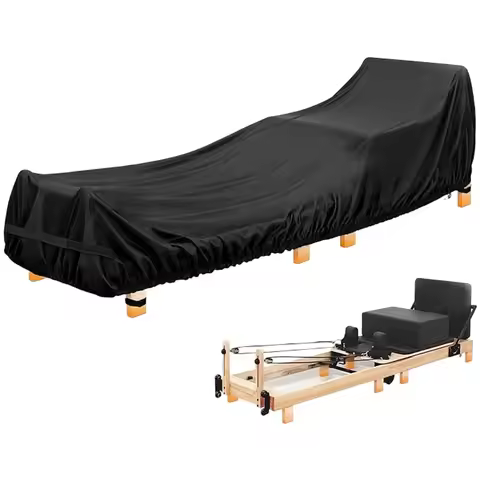 Black Pilates Reformer Cover 210D Oxford Cloth Waterproof UV Resistant Dustproof with Elastic Hem 95