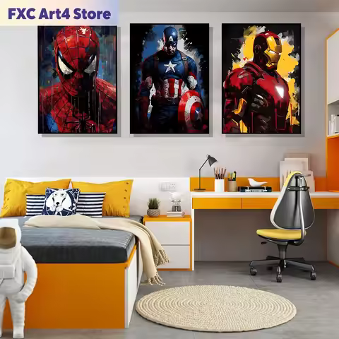 FramelessMarvel Movie Canvas Art Poster Anime Super Hero SpiderMan Iron Man Canvas Painting Home Wal