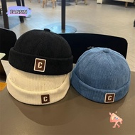 FANSIN1 Brimless Hat, Corduroy Solid Color Kids Docker Cap, Vintage Adjustable Design C Letter Warm 