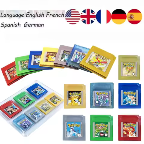HOT USA ESP FRA GBC pokémon Cartridge Bundle Red/Blue/Crystal/Gold/Silver/Yellow/Green Multilingual 