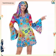 70s Costume Disco Dresses for Women Halloween Costume Sexy Hippie Costume Disco Dress with Disco Hea