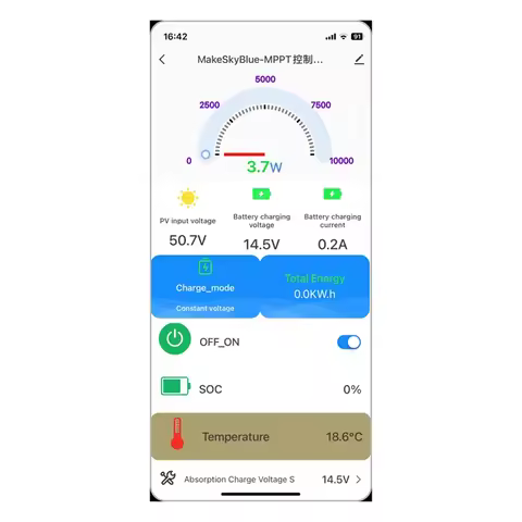 Retail! 60A12V-V125 with Wifi Cloud Box MakeSkyBlue 60A 12V MPPT Solar Charge Controller for Li-NMC 