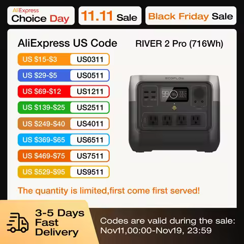 ECOFLOW Solar Generator RIVER 2 Pro 700, 716Wh LiFePO4 Battery, 4x800W AC Outlets (1600W Surge), Sol