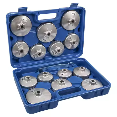 Cup Type Oil Filter Cap Wrench 15-Piece Socket Set Tool Kit For Engine Universal Oil Filter Removal 
