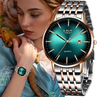 LIGE Luxury Ladies Watch Women Waterproof Rose Gold Steel Strap Women Wrist Watches Top Brand Bracelet Clocks Relogio Feminino