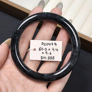 Size 60 Mystic Black Wuji Burmese Jade Round Bangle (DZ0474)