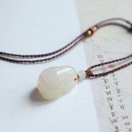 天然藕粉和田玉生肖兔項鏈吊墜冰底藕粉色玉質細膩生日禮物送女友