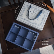 Blue Luxury Gift Box Ice Skin Flowing Heart Mooncake Box 6 Pieces New 2025 Empty Box Kitchen Baking