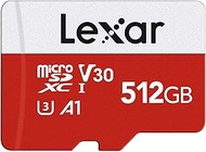 Lexar E-Series 512GB Micro SD Card, microSDXC UHS-I Flash Memory Card with Adapter, 100MB/s, C10, U3