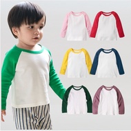 Augelute Baby Children's Clothing Long-Sleeved Tops Raglan Sleeves Pure Cotton Plain Round Neck T Bo
