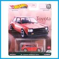 Hot Wheels Cars 81 Toyota Starlet KP61 HW Premium 2021 Car Culture Toyota Series 4/5 Red