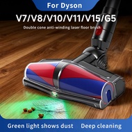 Compatible with Dyson V7/V8/V10/V12/V15/G5 Dual-Cone Anti-Tangle Laser Floor Brush Green Dust Detect