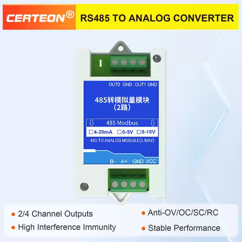 2‑Channel 4‑Channel Analog Signal Acquisition RS485 Module 4‑20mA 0‑5V 0‑10V Modbus RTU Converter fo