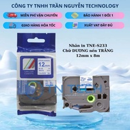 TNE-S233 Brother Printed Label - Blue on white background 12mm x 8m