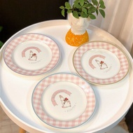 Korean Ceramic Plate Cute Breakfast Salad Plate Round Plate