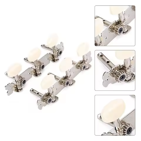 6PCS Guitar Tuning Pegs Tuners Machine Heads Chrome Part 3R+3L Acoustic/Folk Tuners Keys Oval Button