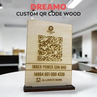 Custom Wood QR Code Pay E-Wallet Scan DuitNow Touch 'n Go