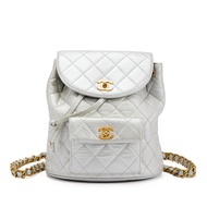 Chanel Silver Quilted Lambskin Medium Timeless CC Duma Backpack Gold Hardware, 1991-1994