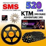 SMS 520XWE XRING SPROCKET SET KTM DUKE 390 ADVENTURE 390 SPROCKET BLACK STEEL HTM DID