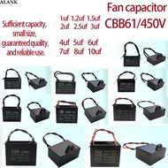 ALANK Fan capacitor 450V / CBB61 sufficient capacity FOR 1.2UF 1.5UF 2UF 2.5UF 3UF 4UF 5UF 6UF 7UF 8