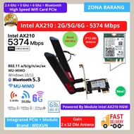 JTTOP" INTEL AX210 HIGH SPEED WIFI CARD PCIE WIFI6 DUAL BAND BLUETOOTH