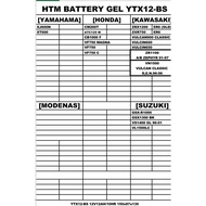 BATTERY GEL YOKOHAMA JAPAN YTX12BS YB3L YTZ10S YTZ7V YB5L YTZ8V YTZ5S YTX7A YTZ6V YTZ7S 12M6AS-BS YT