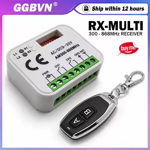 RX MULTI 868MHz 433MHz Universal Garage / Gate Remote Control Receiver 2CH Opener 300-868MHz AC/DC 9