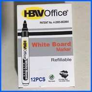 ⚾︎ ஐ ◸ Double H 12pcs/1box HBW White Board Marker Black Ink Refillable Whiteboard Marker Markers
