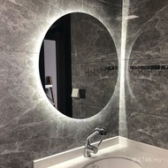 Wall-Mounted Mirror Round Bathroom Mirror Bathroom Mirror Hotel Round Mirror Frameless led Smart Lum