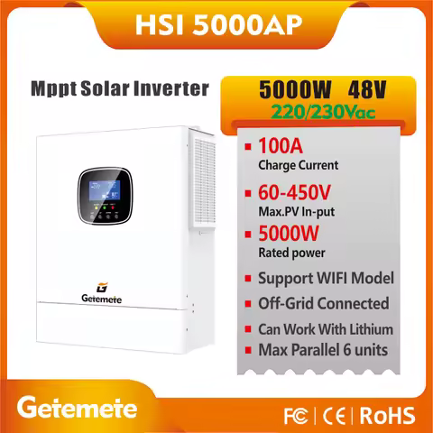 GTMT 5KW 48VDC 220VAC Off-grid Inverter Single Phase Hybrid Solar Inverter PV Max 500VOC Mppt 100A C