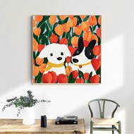 【ORFON】Cute puppy flower puppy small size 20x20cm/30x30cm DIY Oil painting by numbers paint by numbers DIY painting living decortion Gift coloring by number