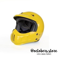 Helm Cakil Modular Kuning Gloss Half Face / Full Face - Helm Retro -