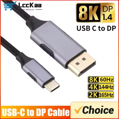 USB-C To DisplayPort Cable 8K@60Hz DP Type C 3.1 To 4K 144Hz Display Port 1.4 Cable Thunderbolt 3 4 