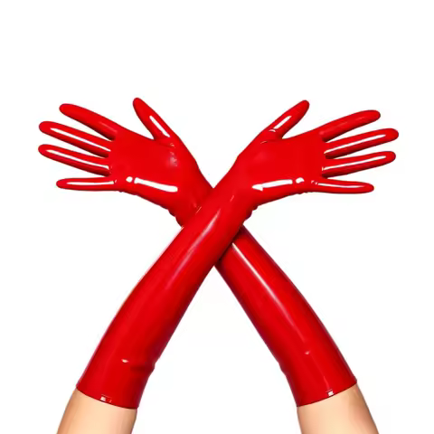 Festival Club Outfits Unisex Rubber Gloves Red Latex Opera Long Gloves