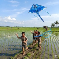 Naga Baby biru Dragon Monkey Kite/, size 140 cm, blue fiberlayang-layang